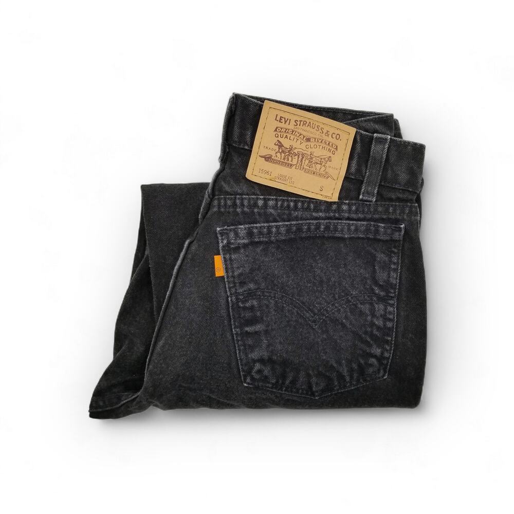 LEVI'S 961 Loose Fit Orange Tab 1996 Black 100% Cotton VINTAGE  - 6 Short